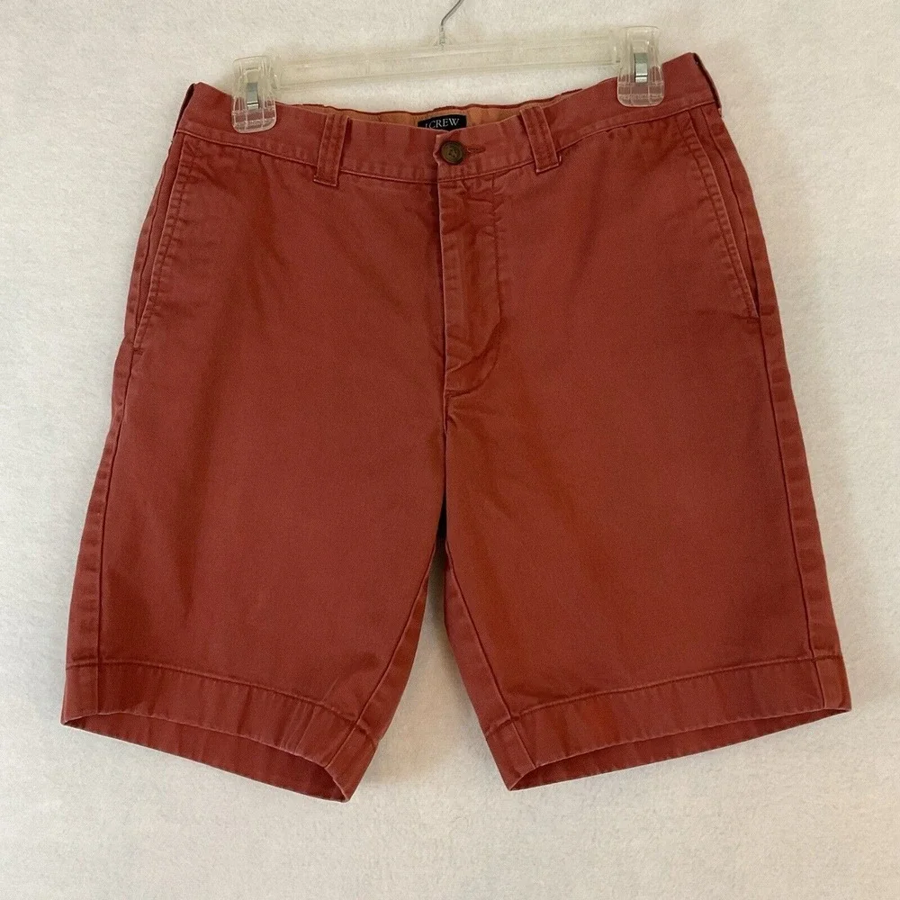 J Crew Gramercy Shorts Men's‎ 30 Rust Red Flat Front Chinos Cotton Casual